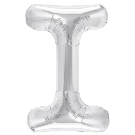 ✨TOATE PRODUSELE✨ - Balon Folie Metalizata Litera I, , 40 cm, Umflati cu Heliu sau Aer, Ambalaj Individual, Pai inclus, Argintiu