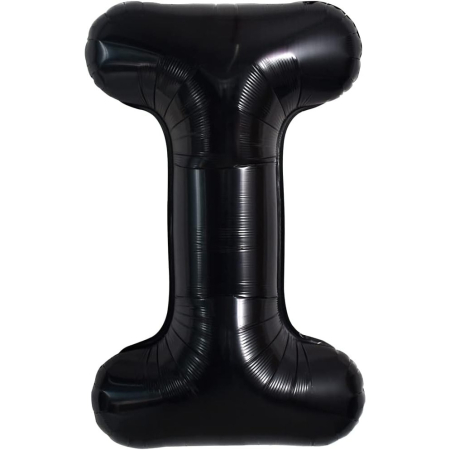Balon Folie Metalizata Litera I, , 40 cm, Umflati cu Heliu sau Aer, Ambalaj Individual, Pai inclus, Negru [4]