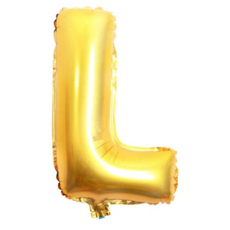 Balon Folie Metalizata Litera L, , 80 cm, Umflati cu Heliu sau Aer, Ambalaj Individual, Pai inclus, Auriu [7]