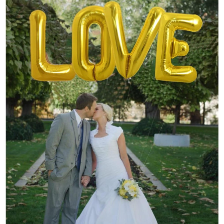 Balon Folie Metalizata Litera L, , 80 cm, Umflati cu Heliu sau Aer, Ambalaj Individual, Pai inclus, Auriu [2]