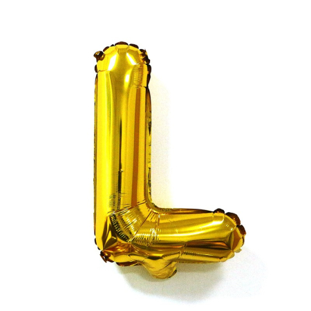 Balon Folie Metalizata Litera L, , 80 cm, Umflati cu Heliu sau Aer, Ambalaj Individual, Pai inclus, Auriu [5]