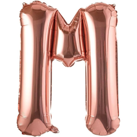 ✨TOATE PRODUSELE✨ - Balon Folie Metalizata Litera M, , 100 cm, Umflati cu Heliu sau Aer, Ambalaj Individual, Pai inclus, Rose Gold