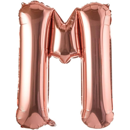 ✨TOATE PRODUSELE✨ - Balon Folie Metalizata Litera M, , 80 cm, Umflati cu Heliu sau Aer, Ambalaj Individual, Pai inclus, Rose Gold