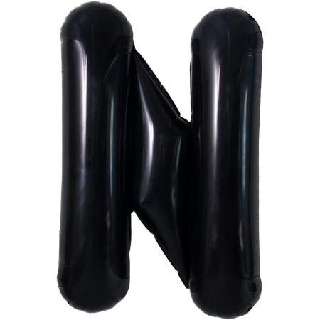 ✨TOATE PRODUSELE✨ - Balon Folie Metalizata Litera N, , 40 cm, Umflati cu Heliu sau Aer, Ambalaj Individual, Pai inclus, Negru