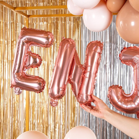 Balon Folie Metalizata Litera N, , 40 cm, Umflati cu Heliu sau Aer, Ambalaj Individual, Pai inclus, Rose Gold [4]