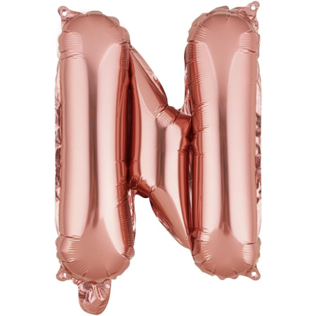 ✨TOATE PRODUSELE✨ - Balon Folie Metalizata Litera N, , 40 cm, Umflati cu Heliu sau Aer, Ambalaj Individual, Pai inclus, Rose Gold