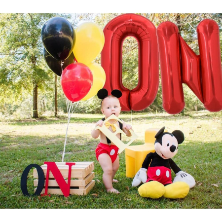 Balon Folie Metalizata Litera N, , 40 cm, Umflati cu Heliu sau Aer, Ambalaj Individual, Pai inclus, Rosu [3]