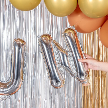 Balon Folie Metalizata Litera N, , 80 cm, Umflati cu Heliu sau Aer, Ambalaj Individual, Pai inclus, Argintiu [3]