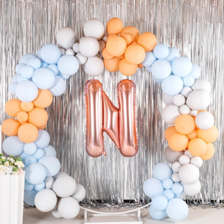 Balon Folie Metalizata Litera N, , 80 cm, Umflati cu Heliu sau Aer, Ambalaj Individual, Pai inclus, Rose Gold [5]