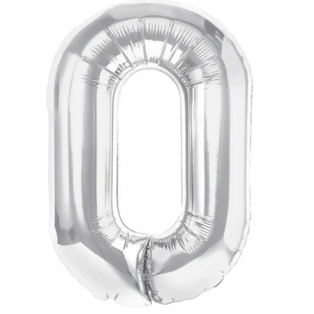 Balon Folie Metalizata Litera O, , 80 cm, Umflati cu Heliu sau Aer, Ambalaj Individual, Pai inclus, Argintiu [0]