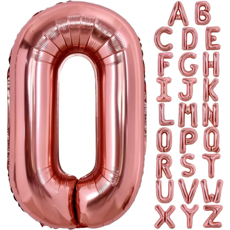Balon Folie Metalizata Litera O, , 80 cm, Umflati cu Heliu sau Aer, Ambalaj Individual, Pai inclus, Rose Gold [3]