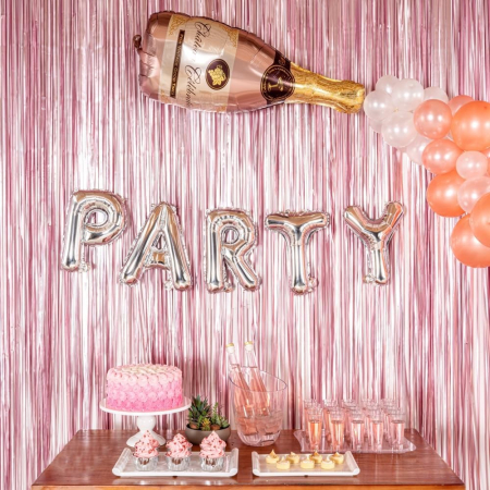 Balon Folie Metalizata Litera P, , 40 cm, Umflati cu Heliu sau Aer, Ambalaj Individual, Pai inclus, Argintiu [4]