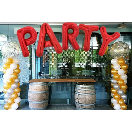 Balon Folie Metalizata Litera P, , 40 cm, Umflati cu Heliu sau Aer, Ambalaj Individual, Pai inclus, Rosu [3]