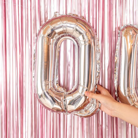 Balon Folie Metalizata Litera Q, , 40 cm, Umflati cu Heliu sau Aer, Ambalaj Individual, Pai inclus, Argintiu [2]