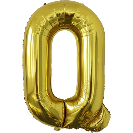 ✨TOATE PRODUSELE✨ - Balon Folie Metalizata Litera Q, , 80 cm, Umflati cu Heliu sau Aer, Ambalaj Individual, Pai inclus, Auriu