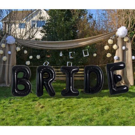 Balon Folie Metalizata Litera R, , 40 cm, Umflati cu Heliu sau Aer, Ambalaj Individual, Pai inclus, Negru [4]