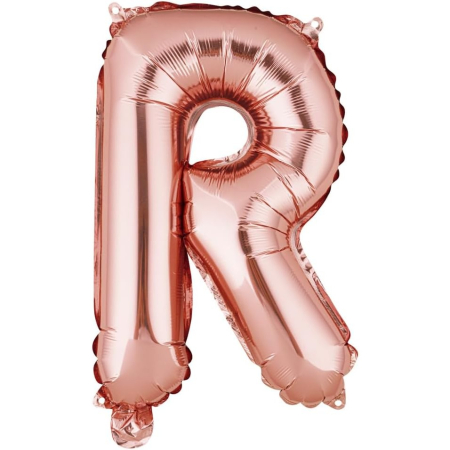 ✨TOATE PRODUSELE✨ - Balon Folie Metalizata Litera R, , 40 cm, Umflati cu Heliu sau Aer, Ambalaj Individual, Pai inclus, Rose Gold