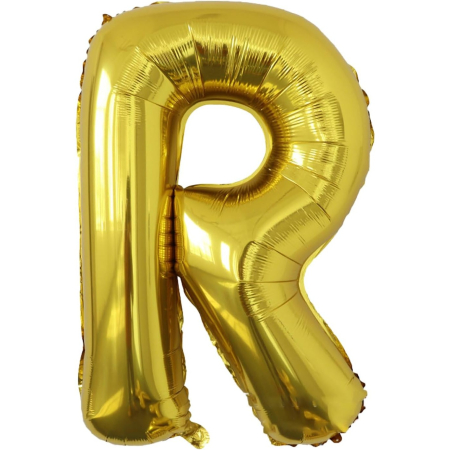 ✨TOATE PRODUSELE✨ - Balon Folie Metalizata Litera R, , 80 cm, Umflati cu Heliu sau Aer, Ambalaj Individual, Pai inclus, Auriu