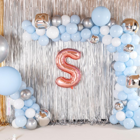 Balon Folie Metalizata Litera S, , 100 cm, Umflati cu Heliu sau Aer, Ambalaj Individual, Pai inclus, Rose Gold [5]