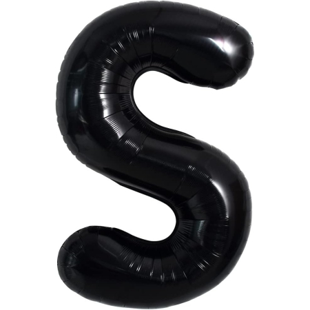 ✨TOATE PRODUSELE✨ - Balon Folie Metalizata Litera S, , 40 cm, Umflati cu Heliu sau Aer, Ambalaj Individual, Pai inclus, Negru