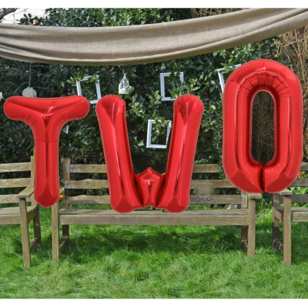 Balon Folie Metalizata Litera T, , 40 cm, Umflati cu Heliu sau Aer, Ambalaj Individual, Pai inclus, Rosu [3]