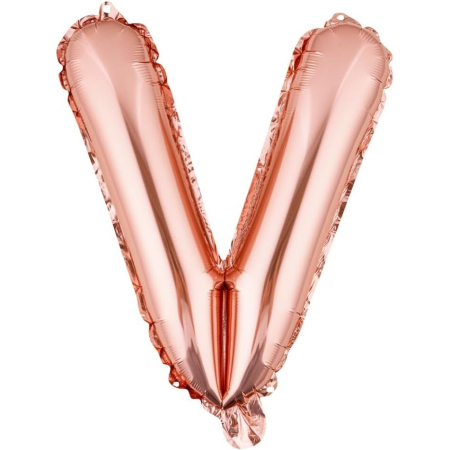 ✨TOATE PRODUSELE✨ - Balon Folie Metalizata Litera V, , 100 cm, Umflati cu Heliu sau Aer, Ambalaj Individual, Pai inclus, Rose Gold