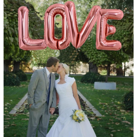 Balon Folie Metalizata Litera V, , 100 cm, Umflati cu Heliu sau Aer, Ambalaj Individual, Pai inclus, Rose Gold [1]