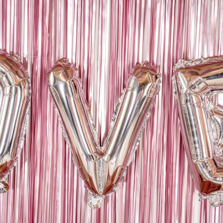 Balon Folie Metalizata Litera V, , 40 cm, Umflati cu Heliu sau Aer, Ambalaj Individual, Pai inclus, Argintiu [2]