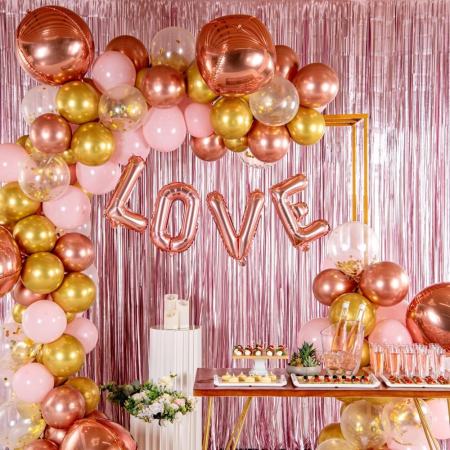 Balon Folie Metalizata Litera V, , 40 cm, Umflati cu Heliu sau Aer, Ambalaj Individual, Pai inclus, Rose Gold [4]