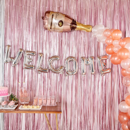 Balon Folie Metalizata Litera W, , 40 cm, Umflati cu Heliu sau Aer, Ambalaj Individual, Pai inclus, Argintiu [3]