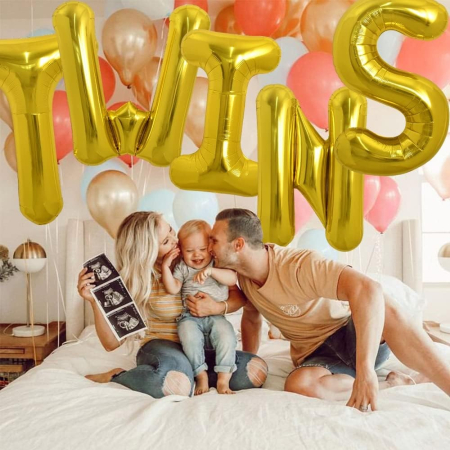 Balon Folie Metalizata Litera W, , 40 cm, Umflati cu Heliu sau Aer, Ambalaj Individual, Pai inclus, Auriu [1]