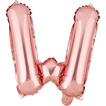 ✨TOATE PRODUSELE✨ - Balon Folie Metalizata Litera W, , 40 cm, Umflati cu Heliu sau Aer, Ambalaj Individual, Pai inclus, Rose Gold