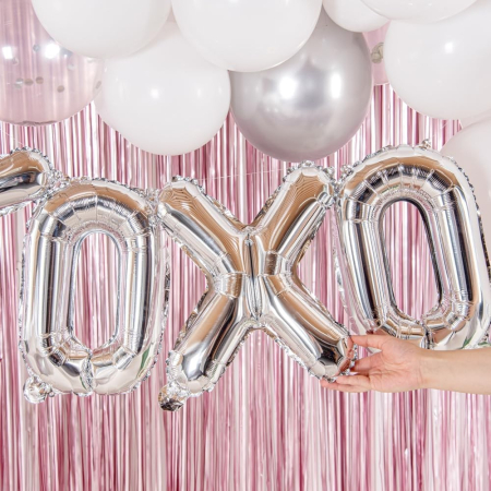 Balon Folie Metalizata Litera X, , 80 cm, Umflati cu Heliu sau Aer, Ambalaj Individual, Pai inclus, Argintiu [2]