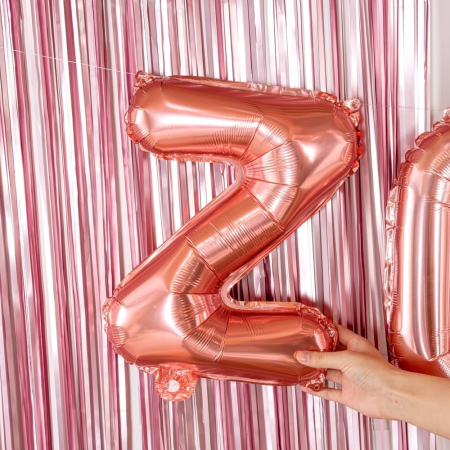 Balon Folie Metalizata Litera Z, , 40 cm, Umflati cu Heliu sau Aer, Ambalaj Individual, Pai inclus, Rose Gold [2]