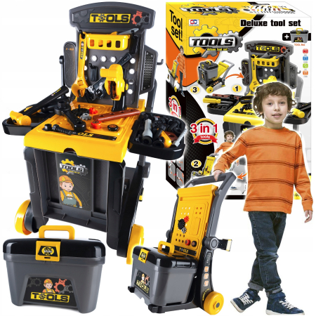 Banc de lucru portbail pentru copii, cu scule si unelte pentru mecanic, 3 in 1 [12]