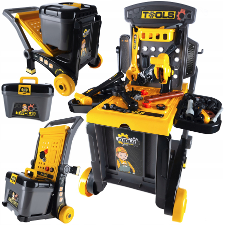 Banc de lucru portbail pentru copii, cu scule si unelte pentru mecanic, 3 in 1 [3]