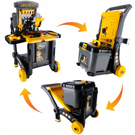 Banc de lucru portbail pentru copii, cu scule si unelte pentru mecanic, 3 in 1 [9]