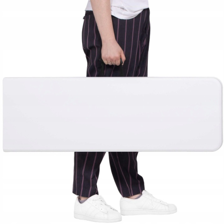 Banca pliabila, cu maner, HDPE si cadru metalic, 180x30x43 cm, alb/gri [3]