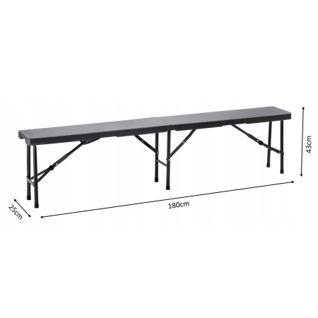 Banca pliabila pentru gradina sau catering, HDPDE, 180x25x43cm, negru [4]