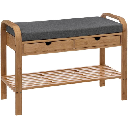 Pantofare - Banca suport pantofi 5Five cu 2 sertare, bambus, 74x34x55 cm, bej