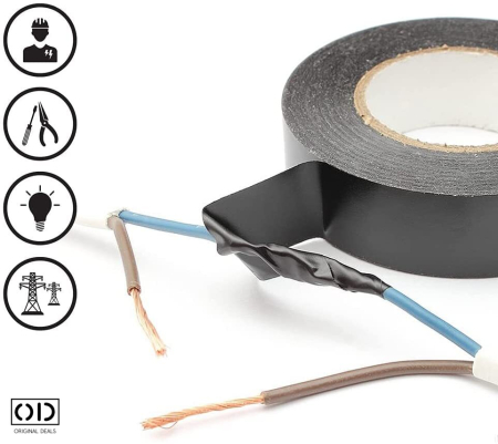 Banda Izolatoare pentru Cabluri Electrice, Adeziva si Impermeabila, Negru, Dimensiune 13.7 m * 16 mm * 1 cm, Set 10 Bucati, ORIGINAL DEALS [12]