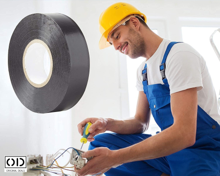 ✨TOATE PRODUSELE✨ - Banda Izolatoare pentru Cabluri Electrice, Adeziva si Impermeabila, Negru, Dimensiune 13.7 m * 16 mm * 1 cm, Set 10 Bucati, ORIGINAL DEALS