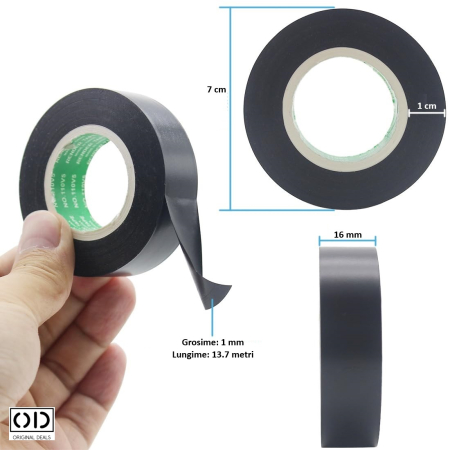 Banda Izolatoare pentru Cabluri Electrice, Adeziva si Impermeabila, Negru, Dimensiune 13.7 m * 16 mm * 1 cm, Set 10 Bucati, ORIGINAL DEALS [5]
