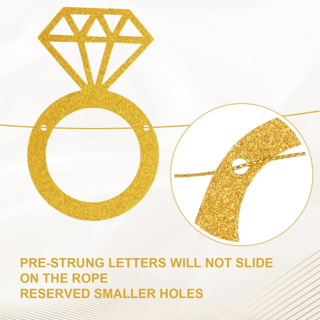 Banner Bride To Be, , Dimensiune 30x20 cm, Rola de Ata Inclusa, Tematica Nunta, Decoratiune Party, Auriu [5]