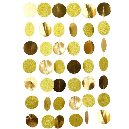 ✨TOATE PRODUSELE✨ - Banner cu Cerculete, , Tip Franjuri, 4 m, Rola de Ata Inclusa, Auriu