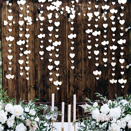 Banner cu Inimioare, , Tip Franjuri, 4 m, Rola de Ata Inclusa, Alb [2]