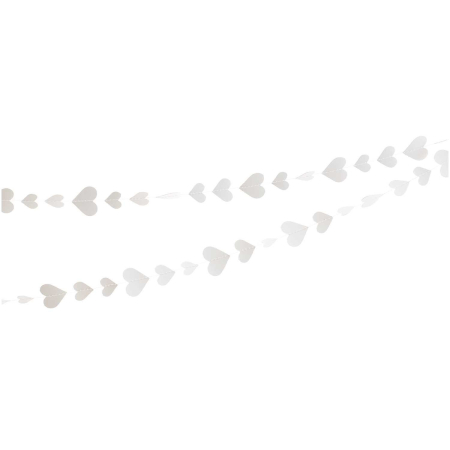 ✨TOATE PRODUSELE✨ - Banner cu Inimioare, , Tip Franjuri, 4 m, Rola de Ata Inclusa, Alb