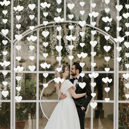 Banner cu Inimioare, , Tip Franjuri, 4 m, Rola de Ata Inclusa, Alb [1]