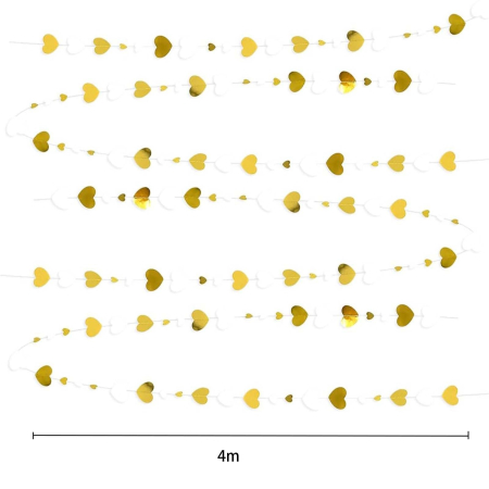 Banner cu Inimioare, , Tip Franjuri, 4 m, Rola de Ata Inclusa, Auriu/Alb [3]