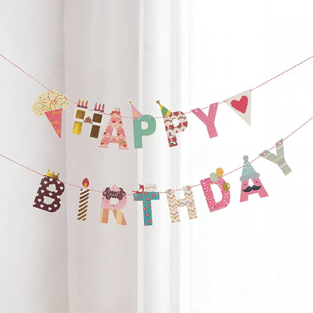 Banner Happy Birthday 100x200 cm, , Rola de Ata Inclusa, Tematica Candy, Multicolor [5]